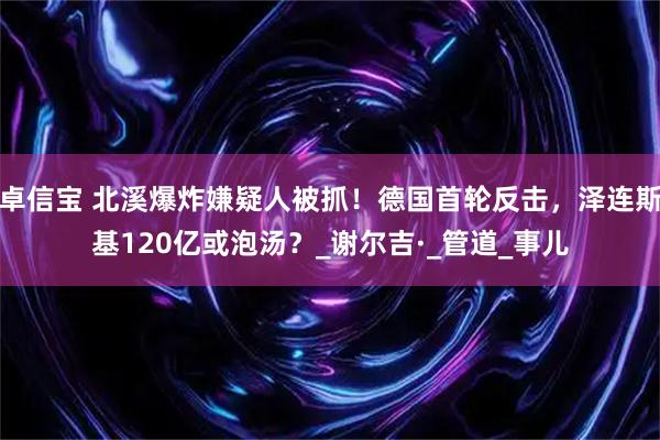 卓信宝 北溪爆炸嫌疑人被抓！德国首轮反击，泽连斯基120亿或泡汤？_谢尔吉·_管道_事儿