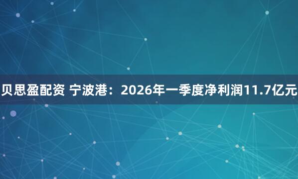 贝思盈配资 宁波港：2026年一季度净利润11.7亿元
